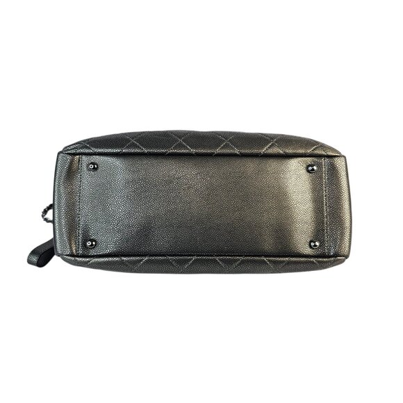 CHANEL Timeless CC Leather Chain Shopper Tote Bag Shoulder Metallic Grey Pewter - Picture 7 of 12
